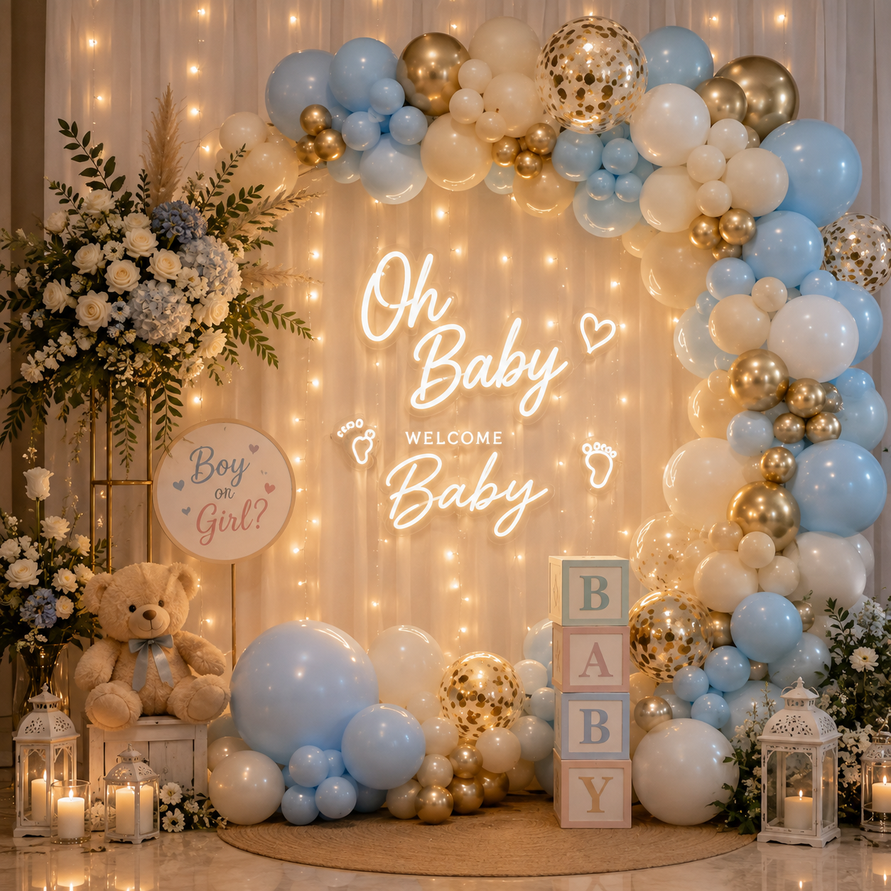 Baby shower decoration Mumbai - heart shaped balloon arch backdrop