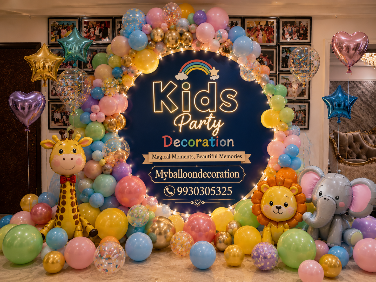 Kids theme balloon decoration Mumbai - racing car birthday backdrop