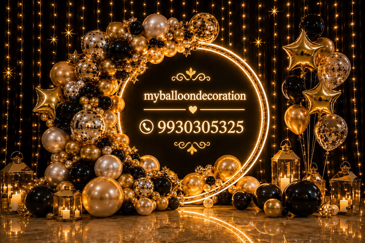 LED decoration Mumbai - LED marquee light up balloon backdrop