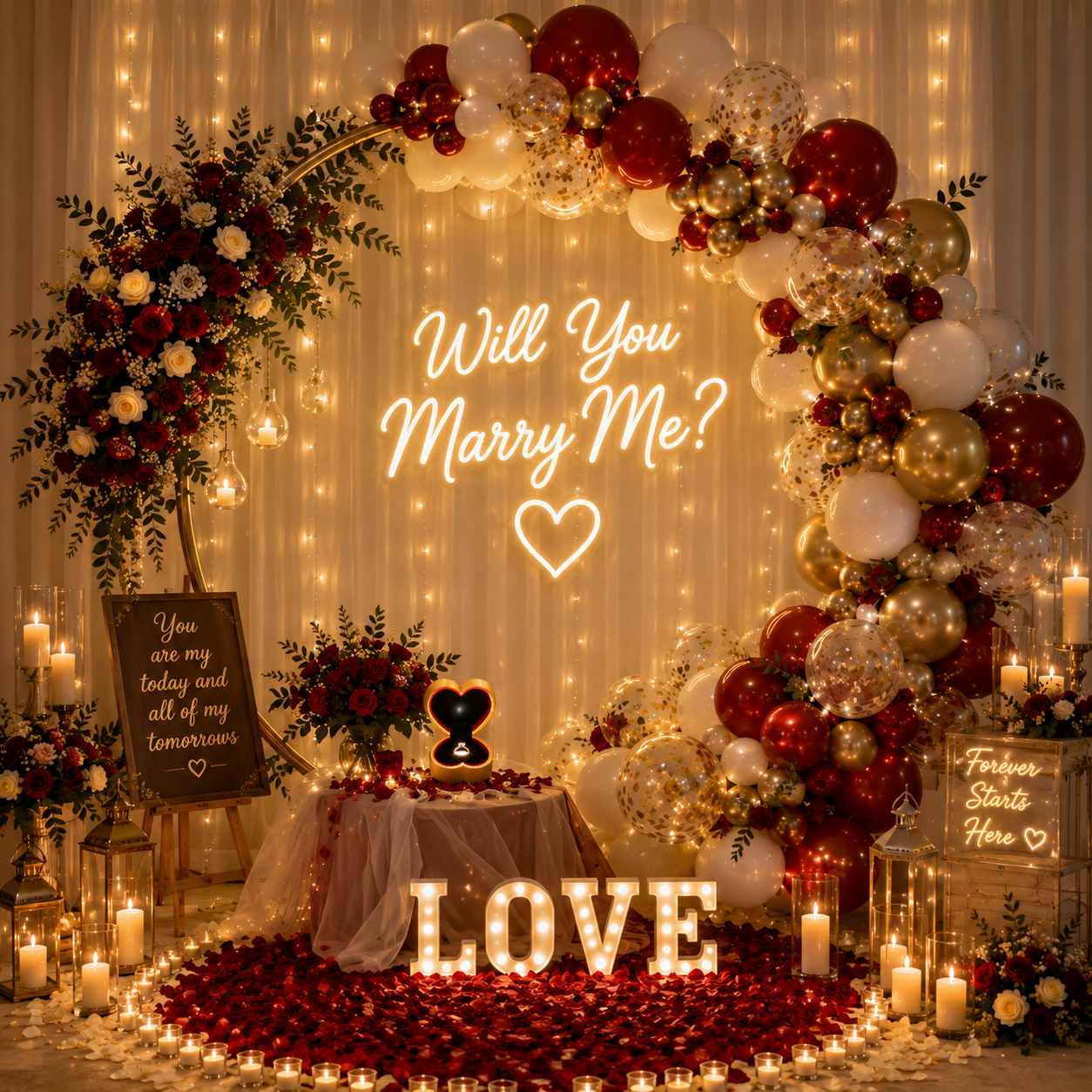 Proposal decoration Mumbai - romantic heart balloon setup