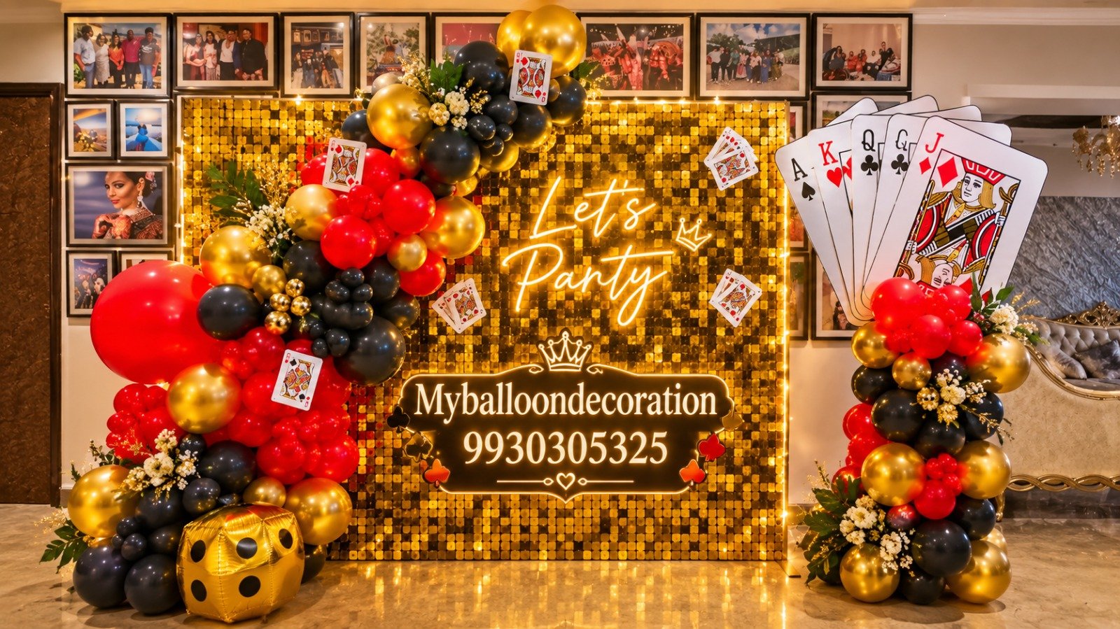 Elegant gold and white balloon decoration by My Balloon Decoration in Mumbai